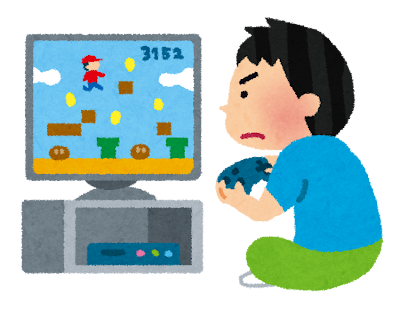 男の子がゲーム中（いらすとや）